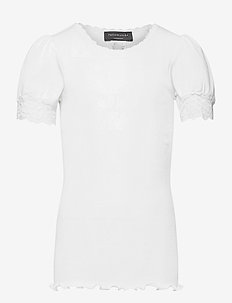 Organic t-shirt w/ lace - t-shirt uni à manches courtes - new white