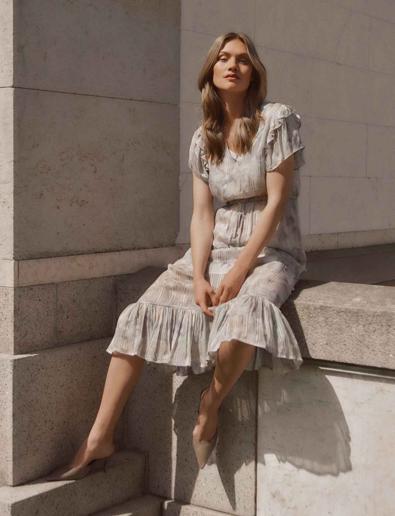 Rosemunde Rwgloria Ss Midi Dress, 40, Beige, Kjoler > Aftenkjoler, Dame