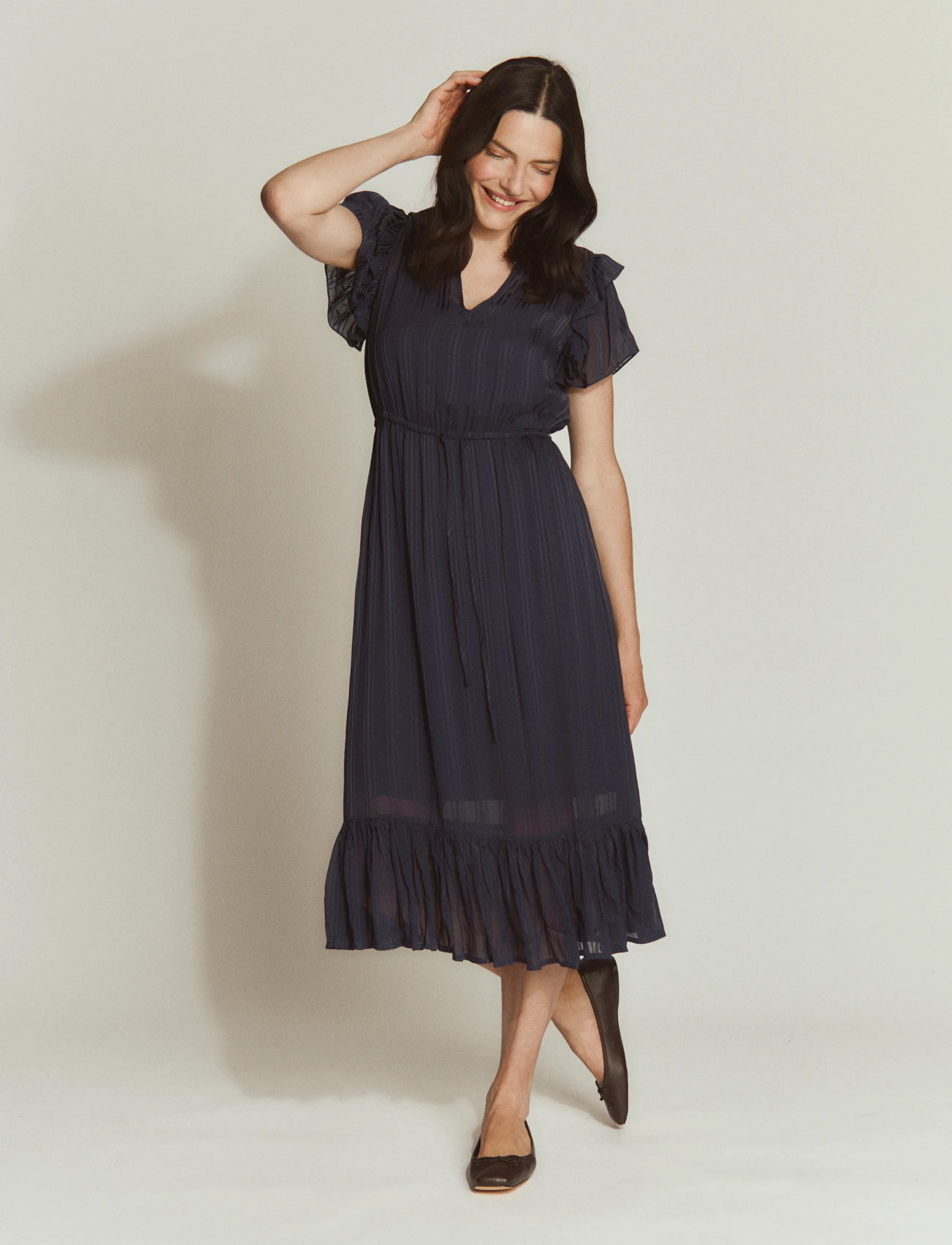 Rosemunde Rwgloria Ss Midi Dress, 40, Navy, Kjoler > Aftenkjoler, Dame