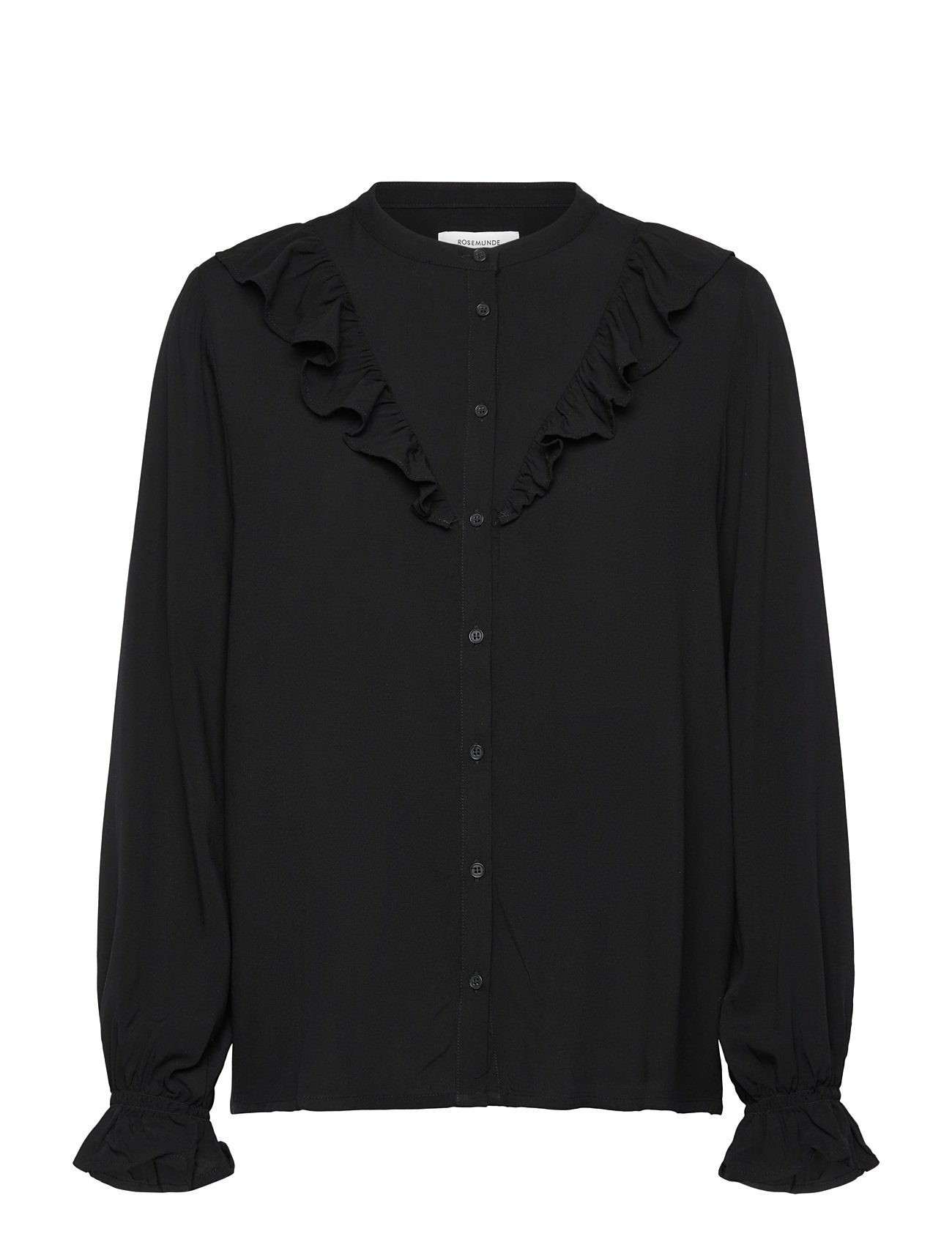 Rosemunde Rwelif Ls Frill Shirt, 36, Black, Bluser > Langærmede, Dame