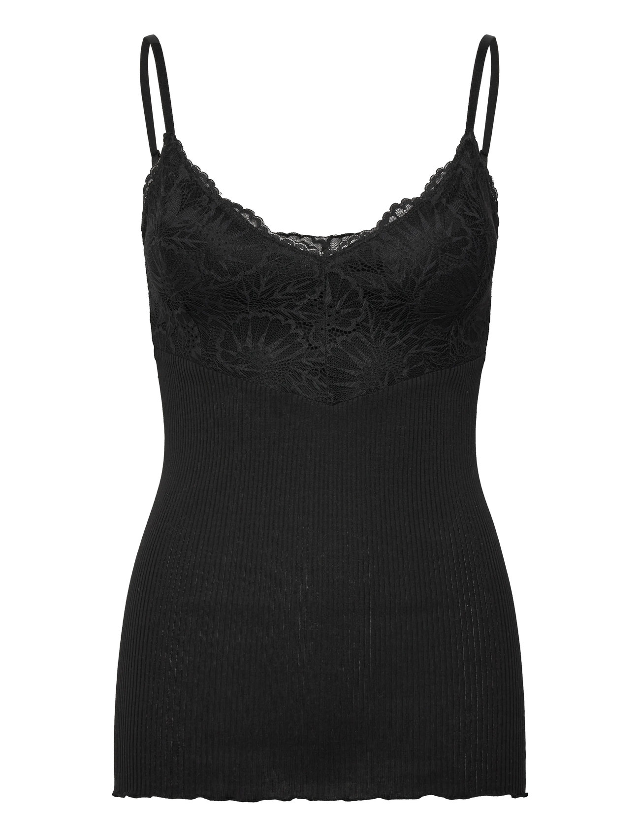 Rosemunde Rwbeatha Sl Strap Lace Top, L, Black, Bluser > Uden Ærmer, Dame