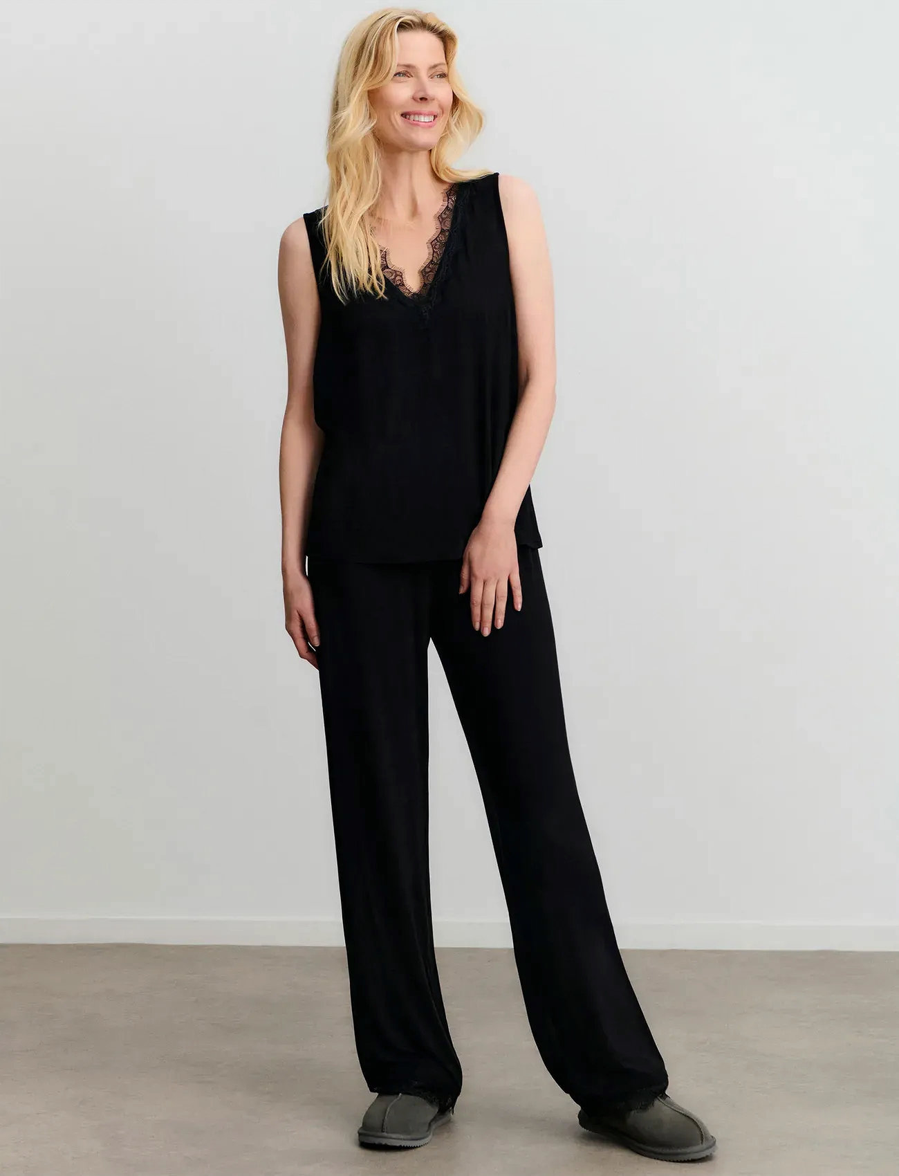 Rosemunde Rhbiarritz Jersey Night Set, M, Black, Nat- Og Opholdstøj > Pyjamas (set), Dame