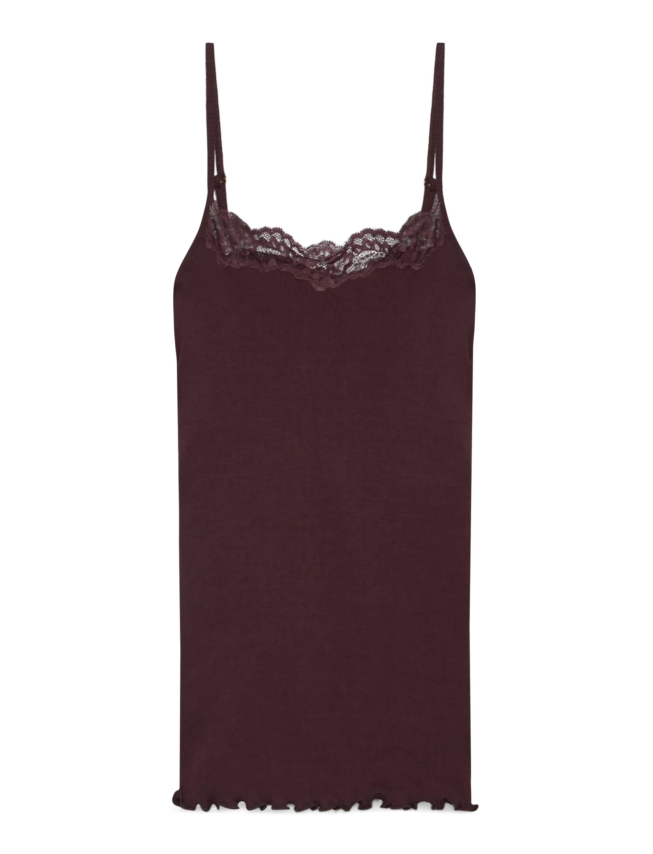 Rosemunde Rwbernadine Organic Sl Strap Lace T, L, Brown, T-Shirts & Toppe > Uden Ærmer, Dame