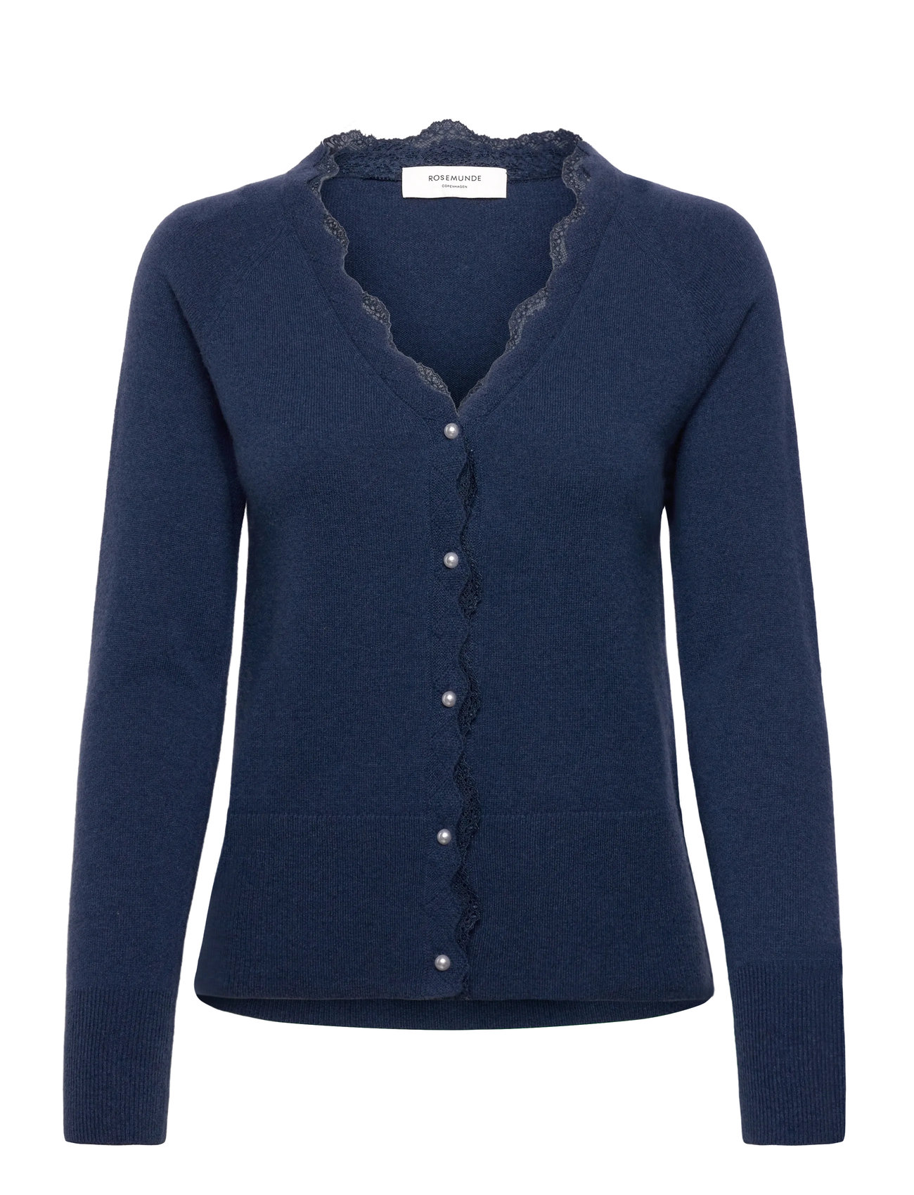 Rosemunde Rwlaica Cashmere Ls V-Neck Lace Car, S, Navy, Strik > Cardigans, Dame