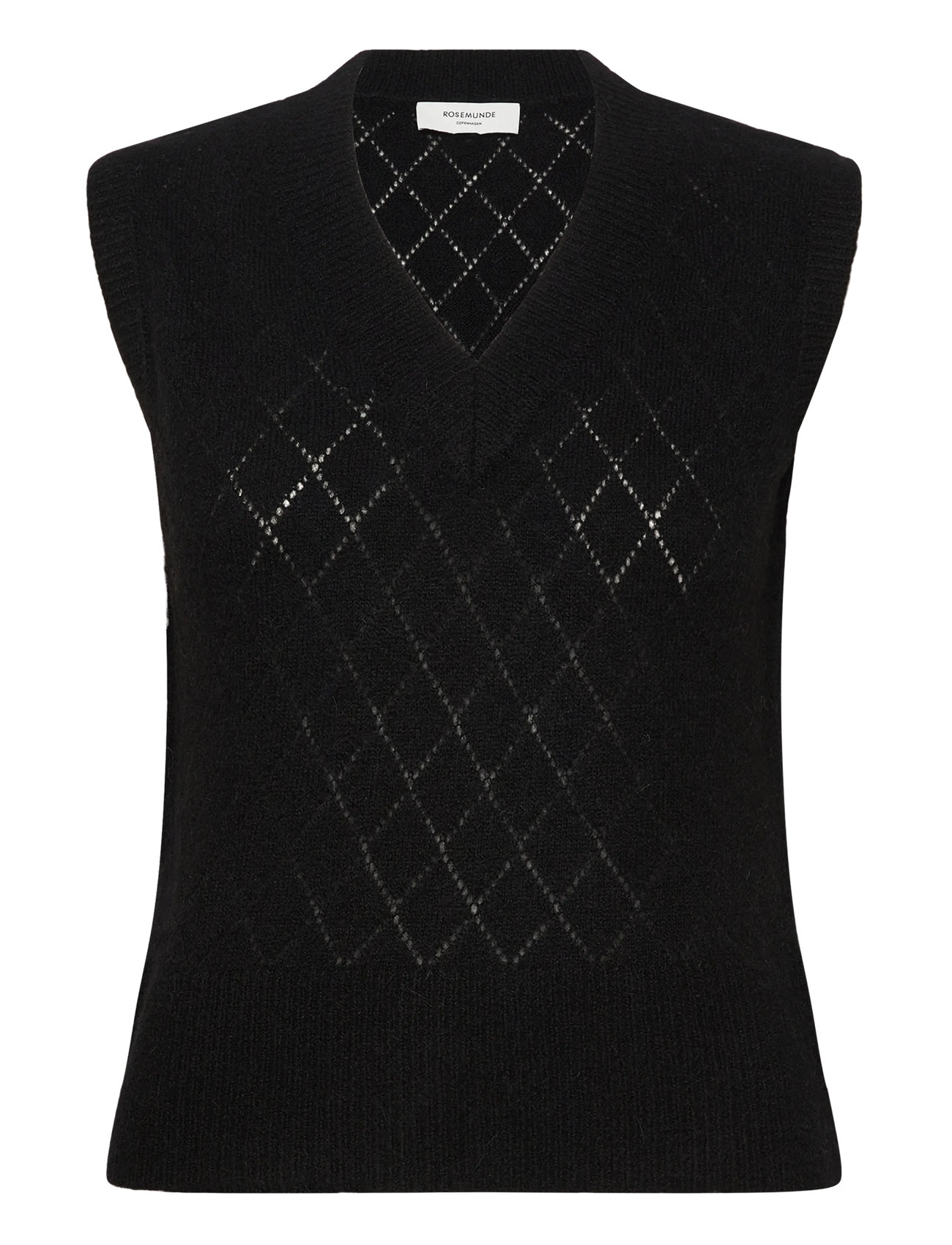 Rosemunde Rwaida Alpaca Sl V-Neck Vest, L, Black, Veste > Strikkede Veste, Dame