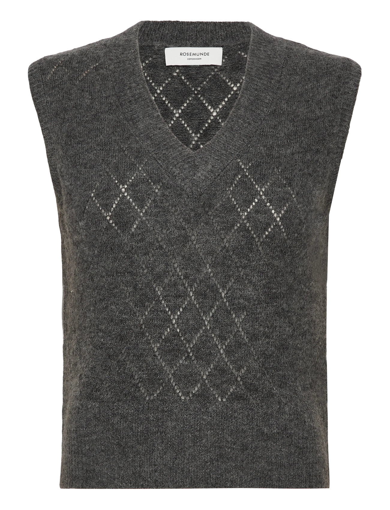 Rosemunde Rwaida Alpaca Sl V-Neck Vest, S, Grey, Veste > Strikkede Veste, Dame