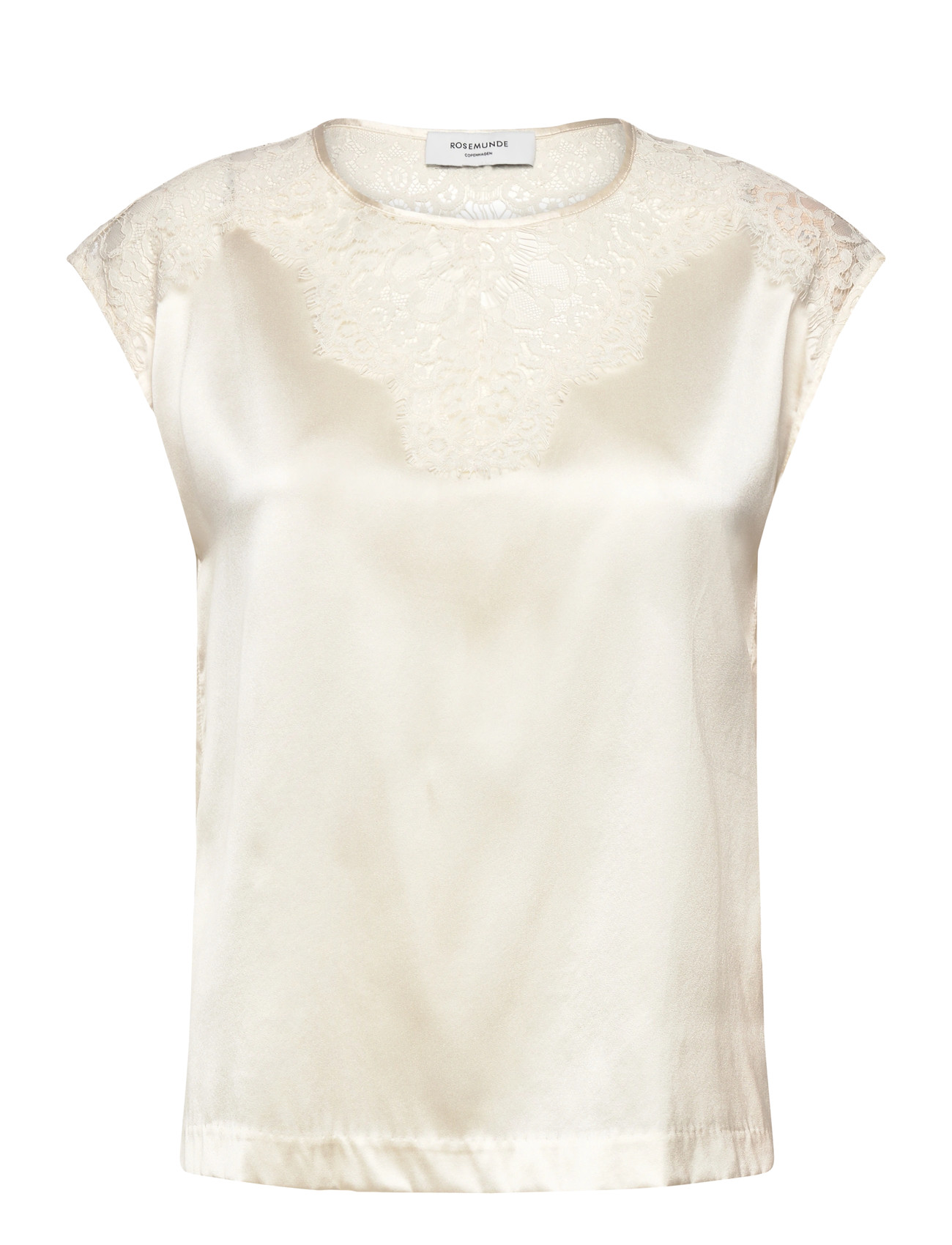 Rosemunde Rwjade Silk Sl Lace Top, 40, Cream, Bluser > Uden Ærmer, Dame