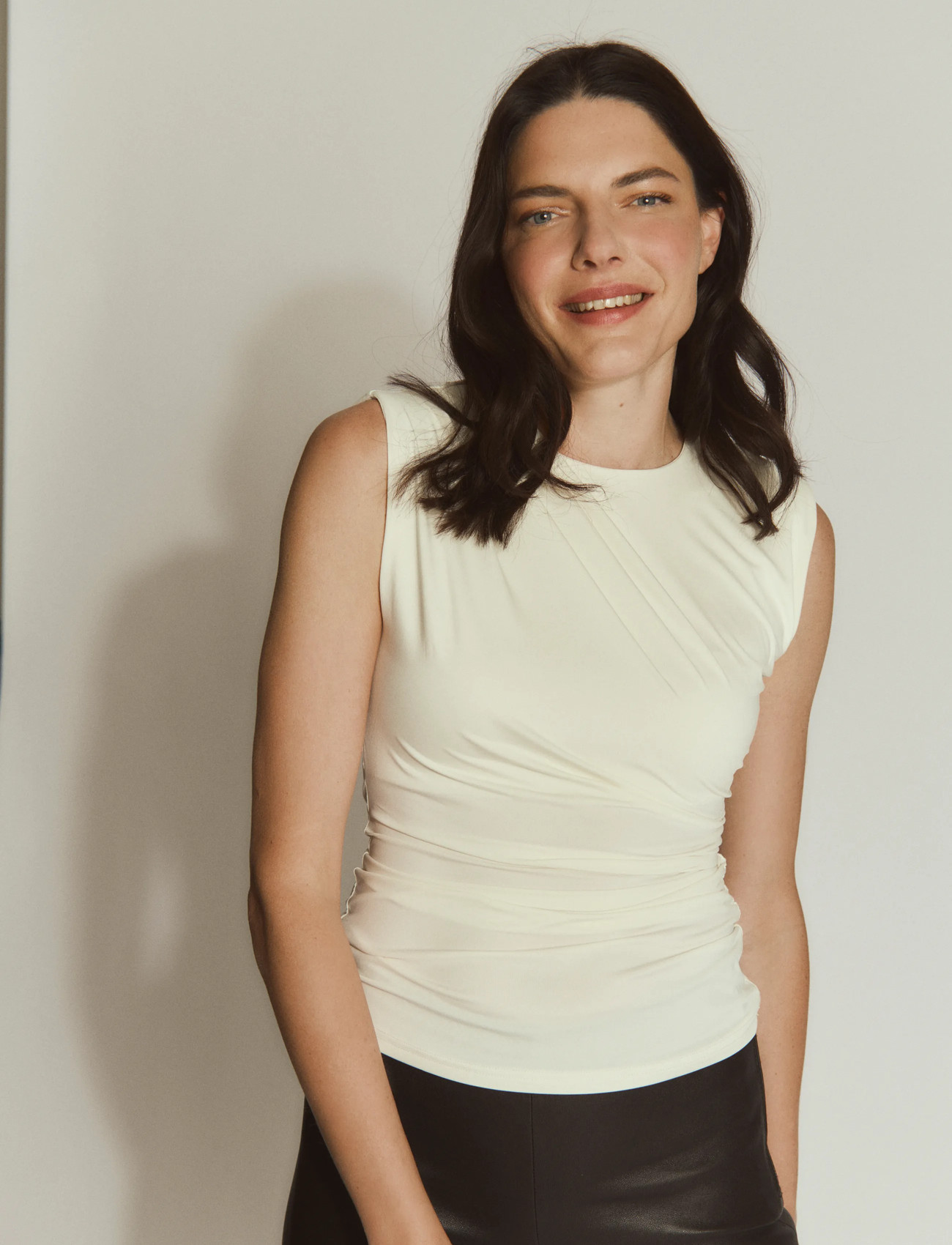 Rosemunde Rwbillie Sl Drape Top, 42, Cream, T-Shirts & Toppe > Uden Ærmer, Dame