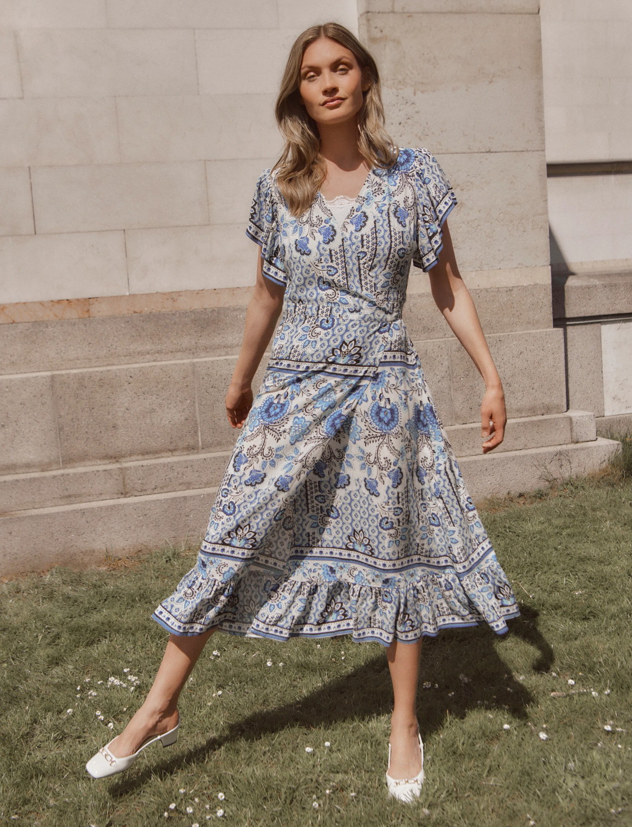 Rosemunde Rwelif Ss Midi Wrap Dress, 42, Blue, Kjoler > Knælange Og Midi, Dame