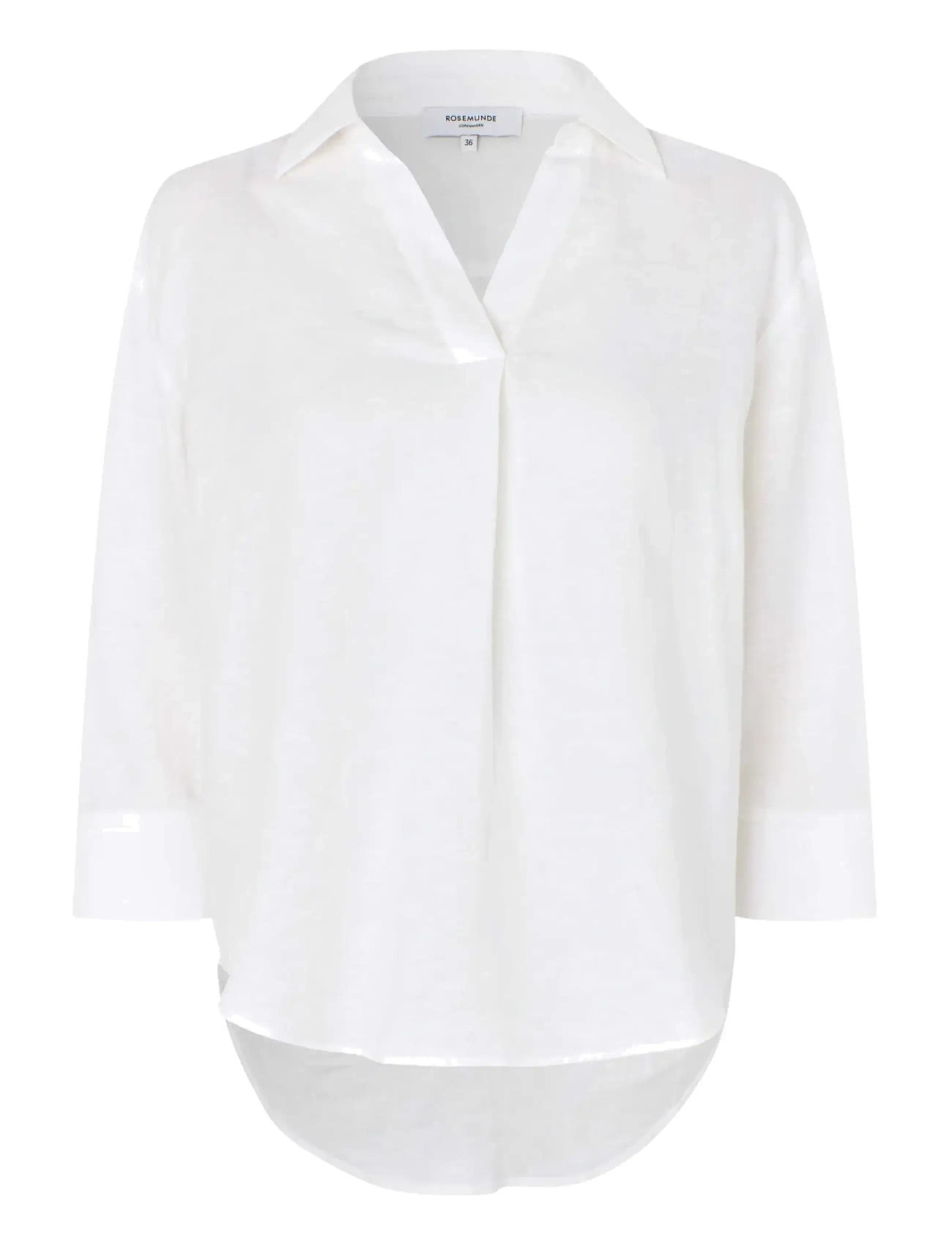 Rosemunde Rwesther Linen 3/4 Sleeve Shirt, 40, White, Skjorter > Langærmede, Dame