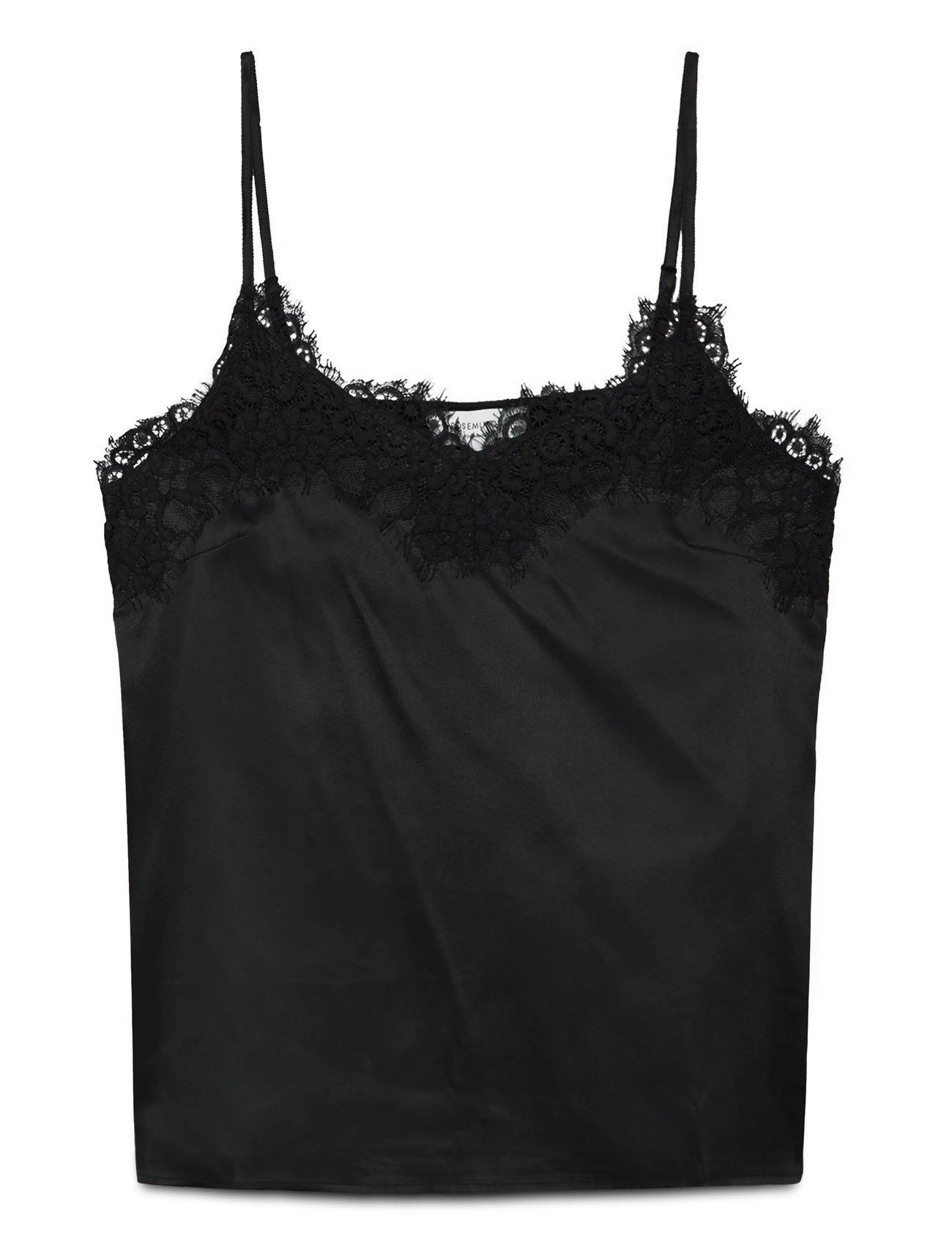 Rosemunde Rwjade Silk Strap Lace Top, 38, Black, Bluser > Uden Ærmer, Dame