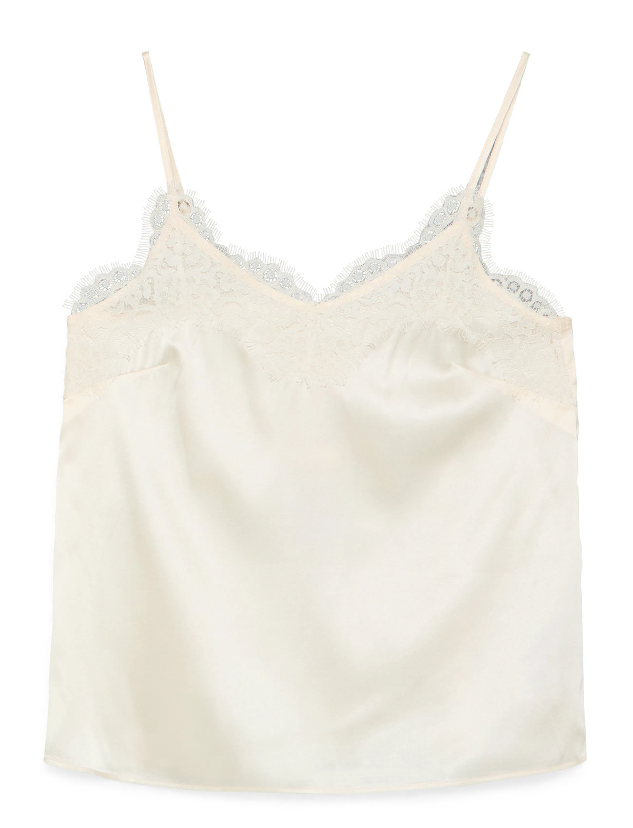 Rosemunde Rwjade Silk Strap Lace Top, 34, Cream, Bluser > Uden Ærmer, Dame