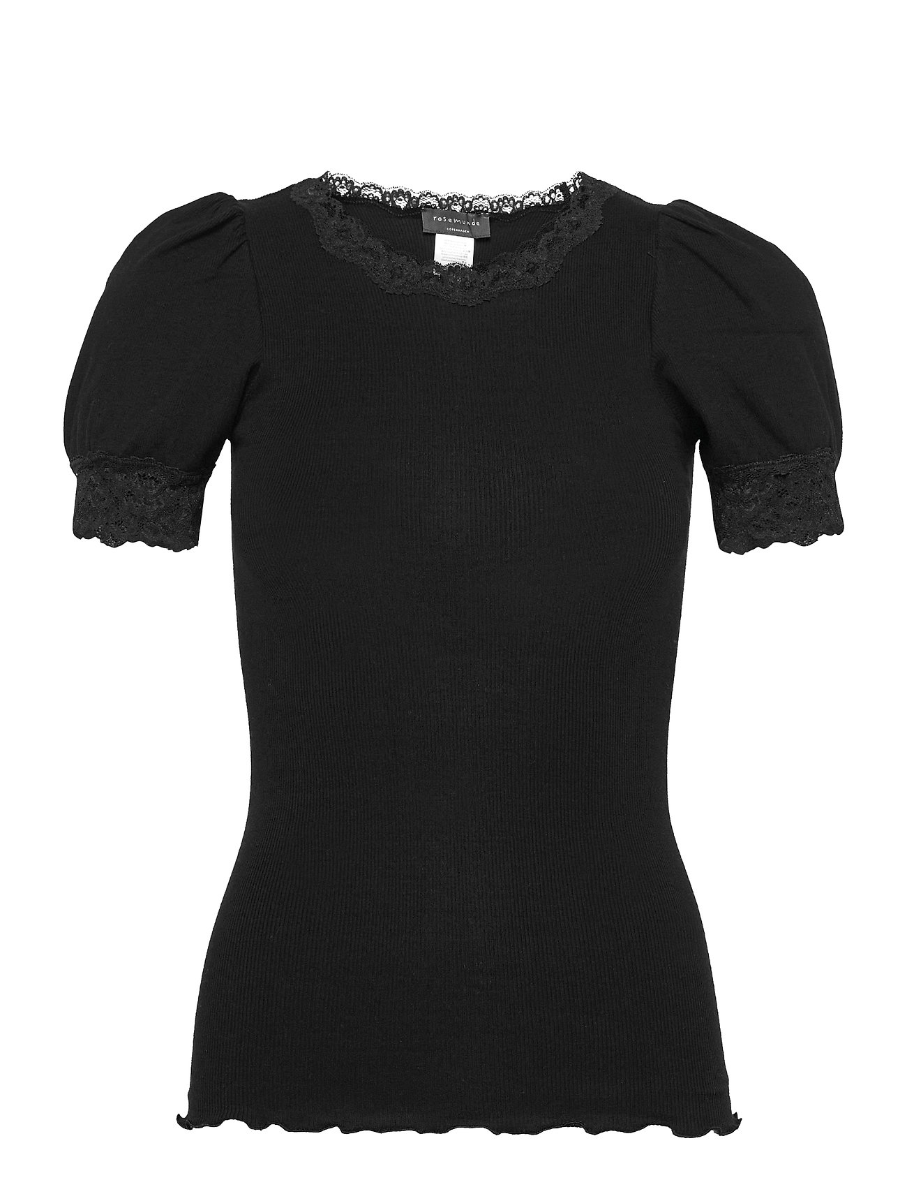 Organic T-Shirt W/ Lace Black Rosemunde 99468
