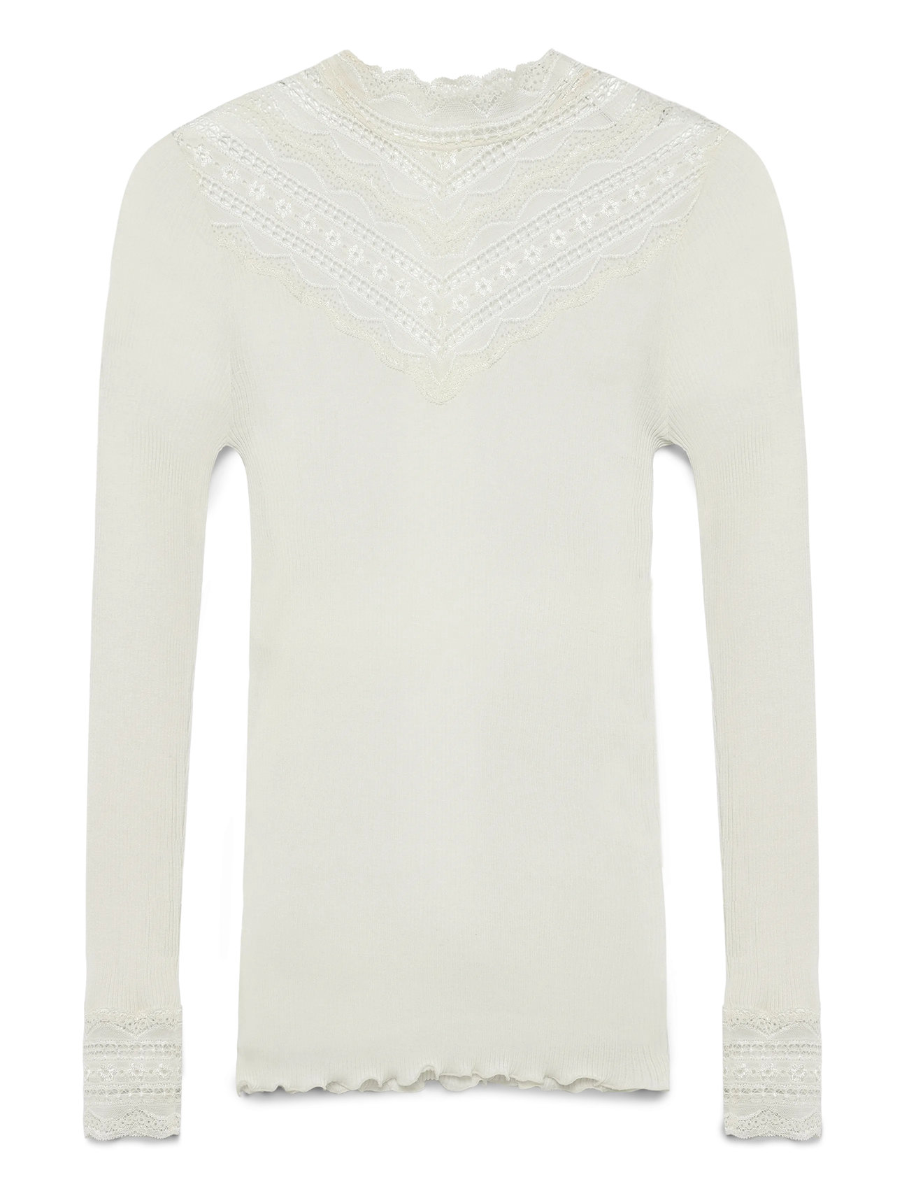 Rosemunde Silk T-Shirt W/ Lace, XS, Cream, T-Shirts & Toppe > Langærmede, Dame