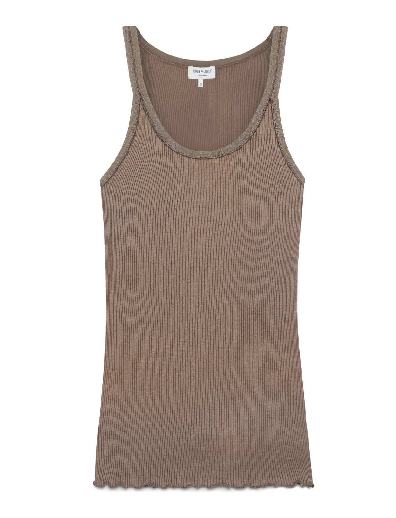 Rosemunde Rwbelle Silk U-Neck Strap Elastic T, L, Brown, T-Shirts & Toppe > Uden Ærmer, Dame
