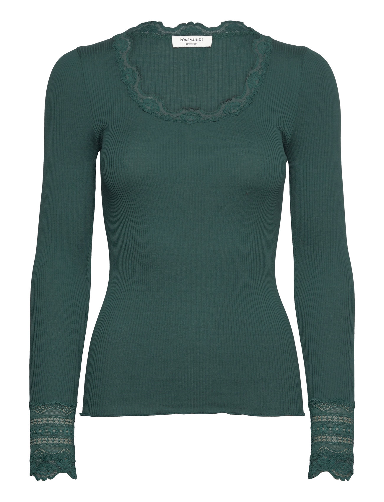 Rwbenita Ls O-Neck Lace T-Shirt Green Rosemunde