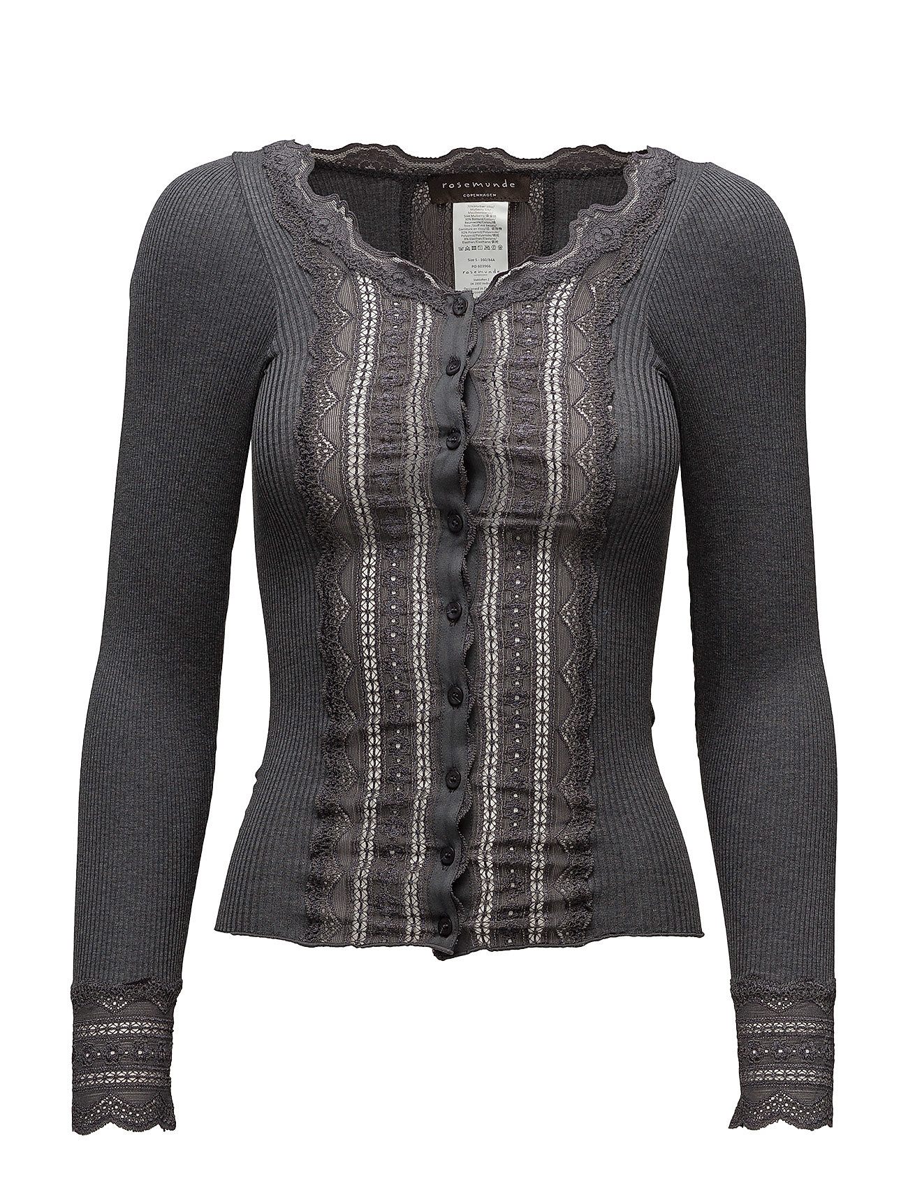 Silk Cardigan Regular Ls Wwide Lac Gebreide Trui Grijs Rosemunde rosemunde kopen in de aanbieding