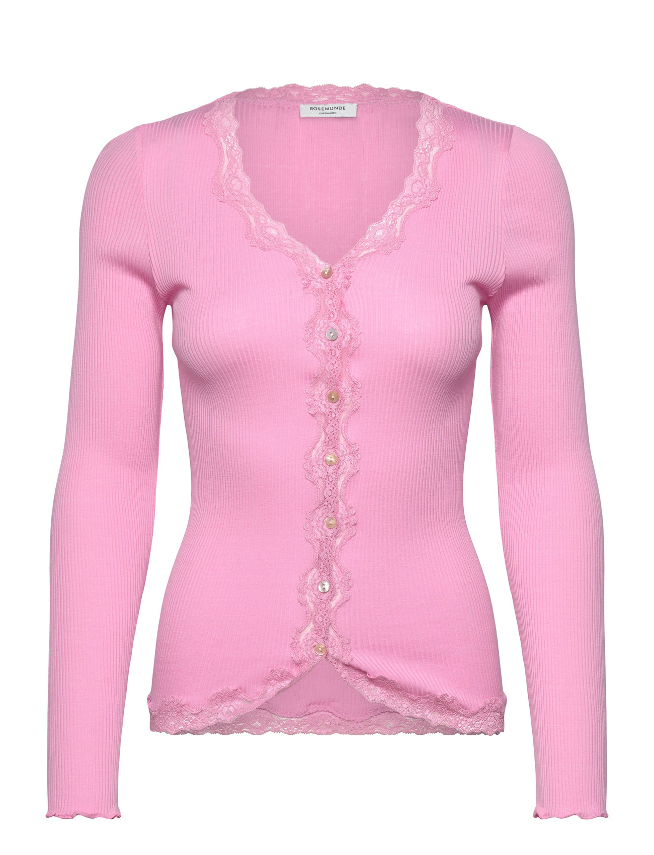 ROSEMUNDE Rwbabette Silk Ls V-Ausschnitt Strickjacke Cardi Pink - XS - Damen