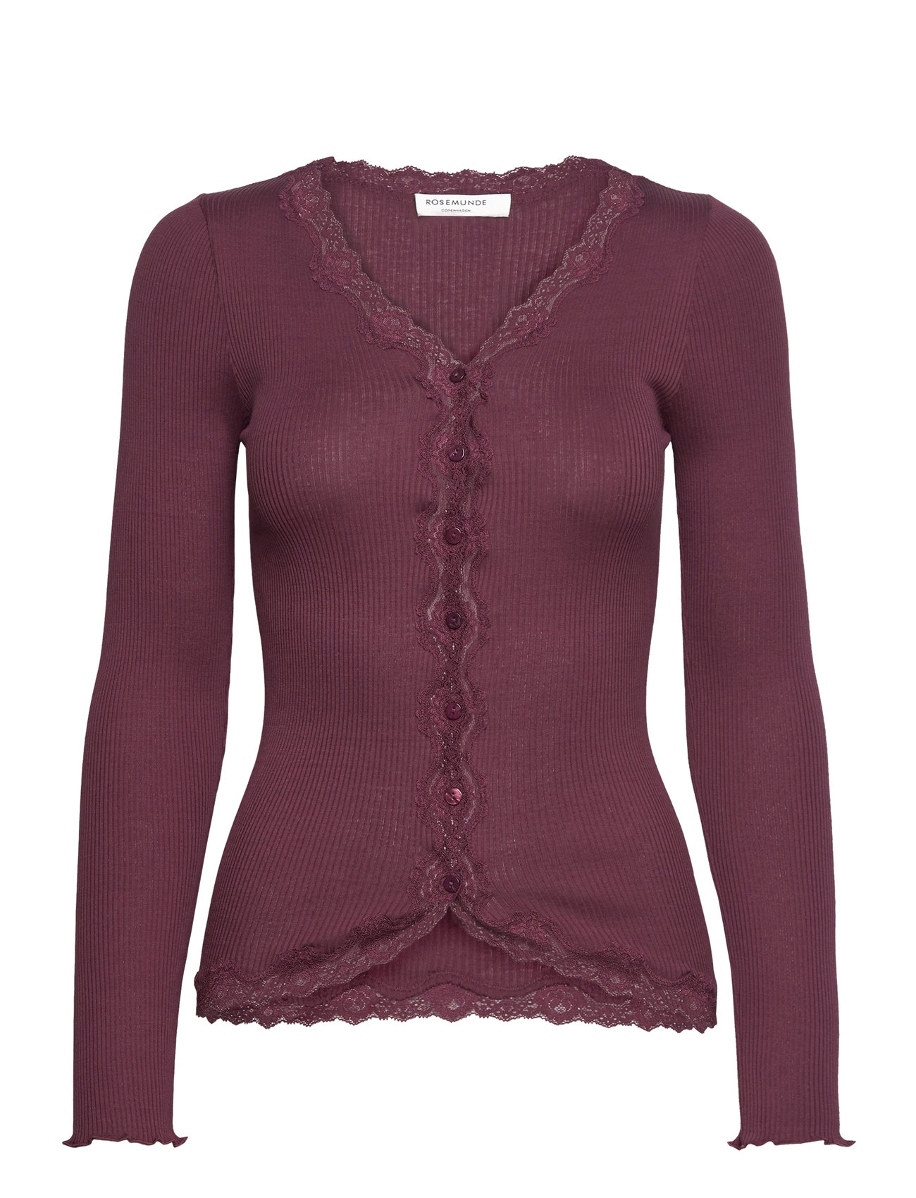 Rosemunde Silk Cardigan W/ Lace Burgundy