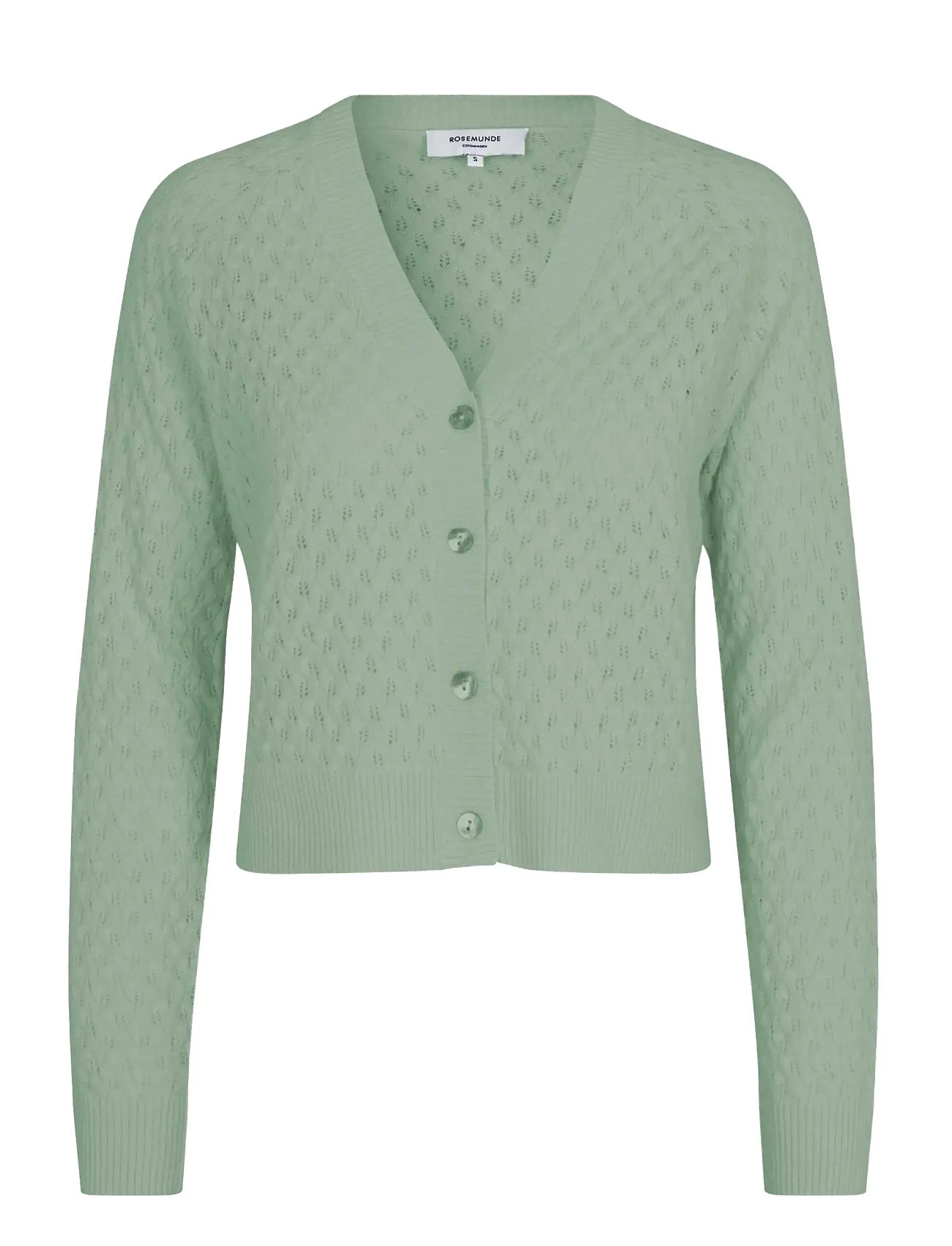 Rosemunde Rwlaica Cashmere Pointelle Cardigan, L, Green, Strik > Cardigans, Dame