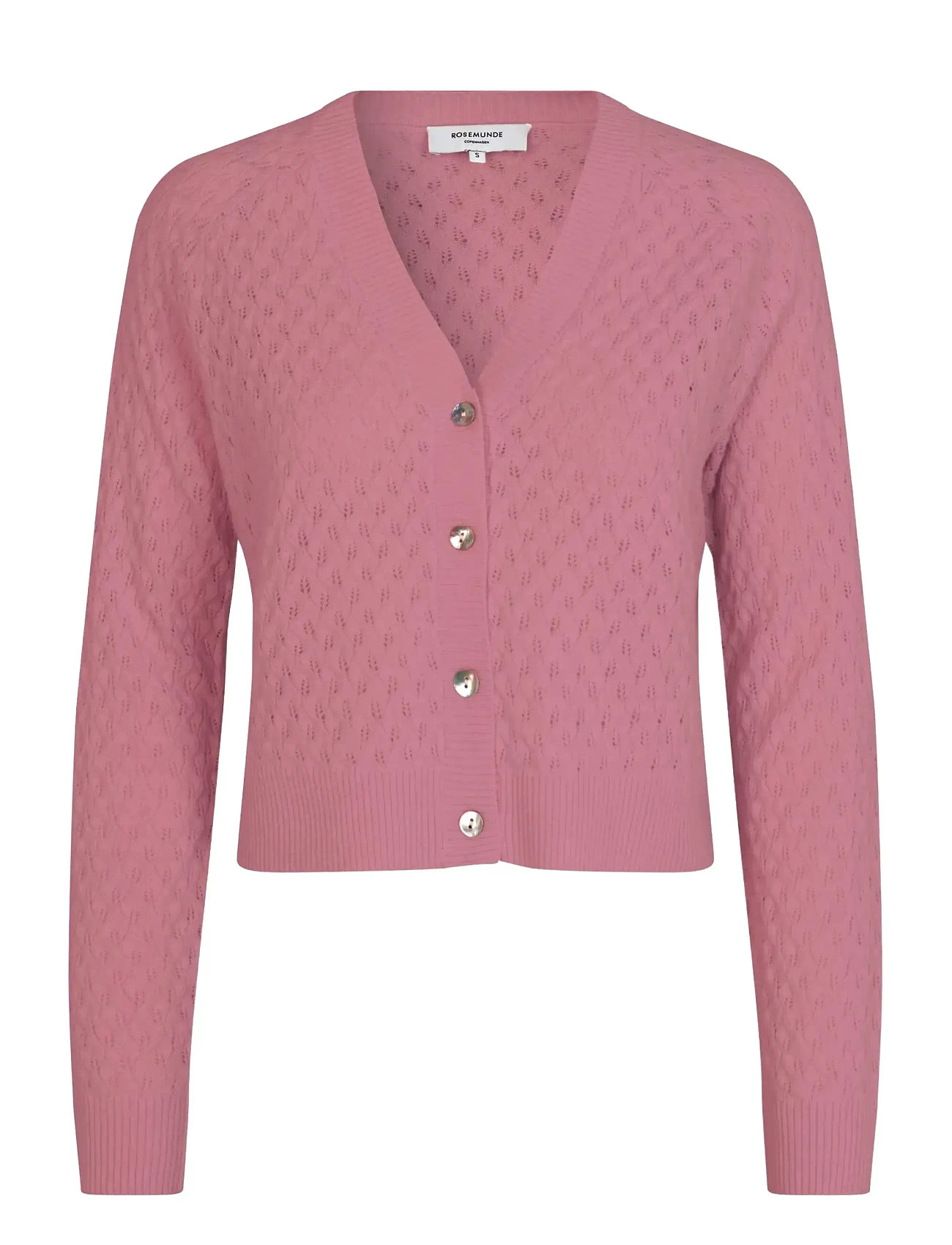 Rosemunde Rwlaica Cashmere Pointelle Cardigan, L, Pink, Strik > Cardigans, Dame