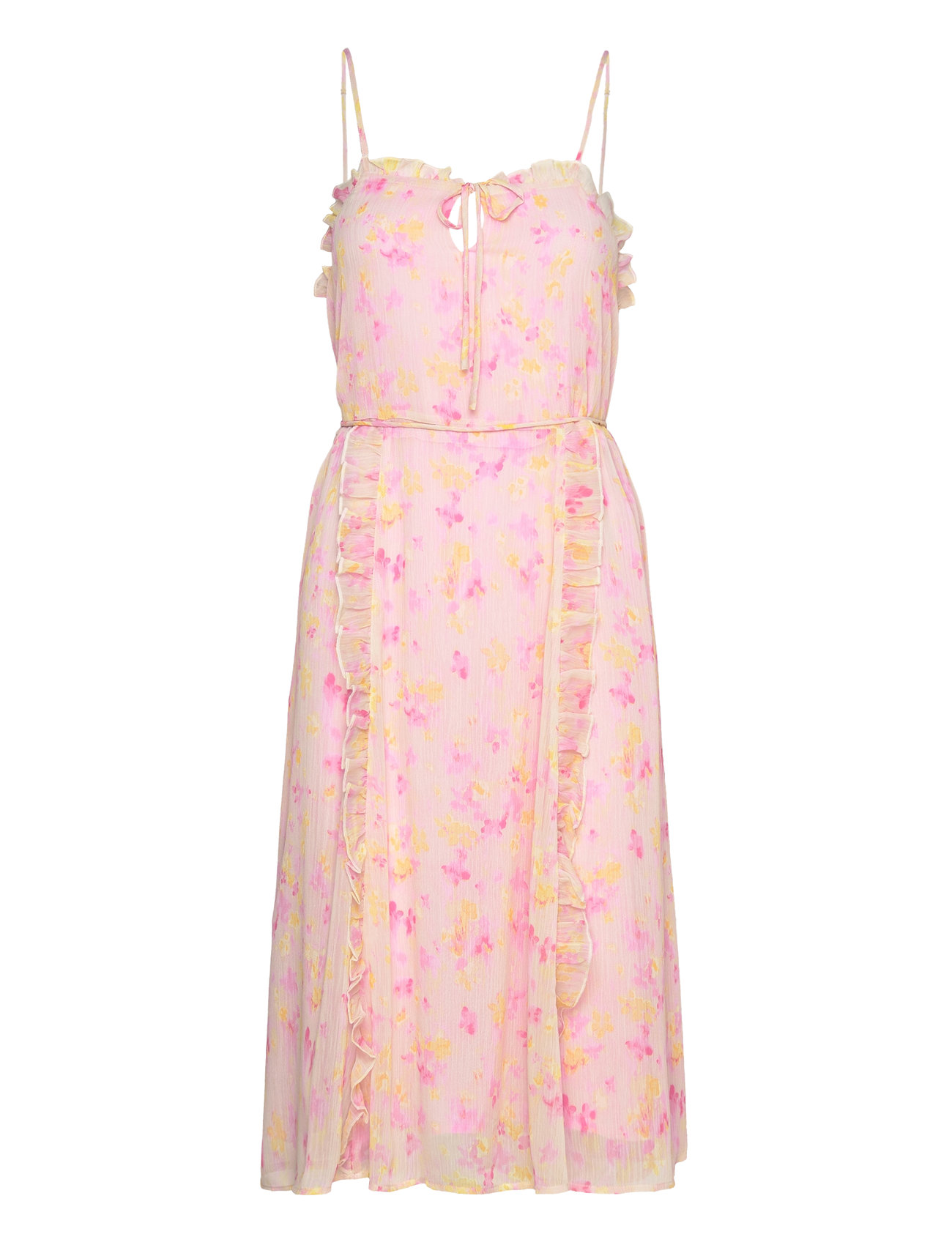 Recycled Chiffon Strap Dress Knelang Kjole Pink Rosemunde