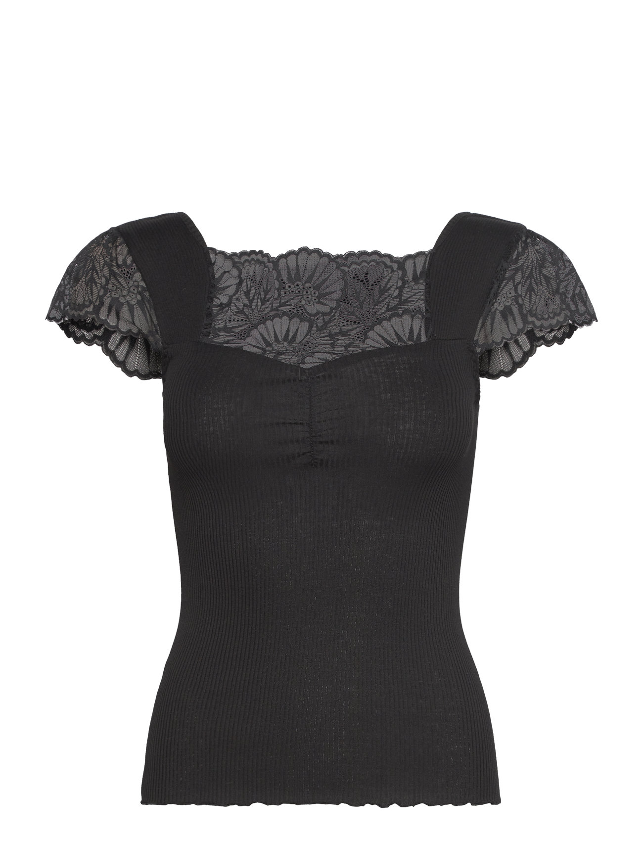 Silk T-Shirt W/ Lace Black Rosemunde 149173