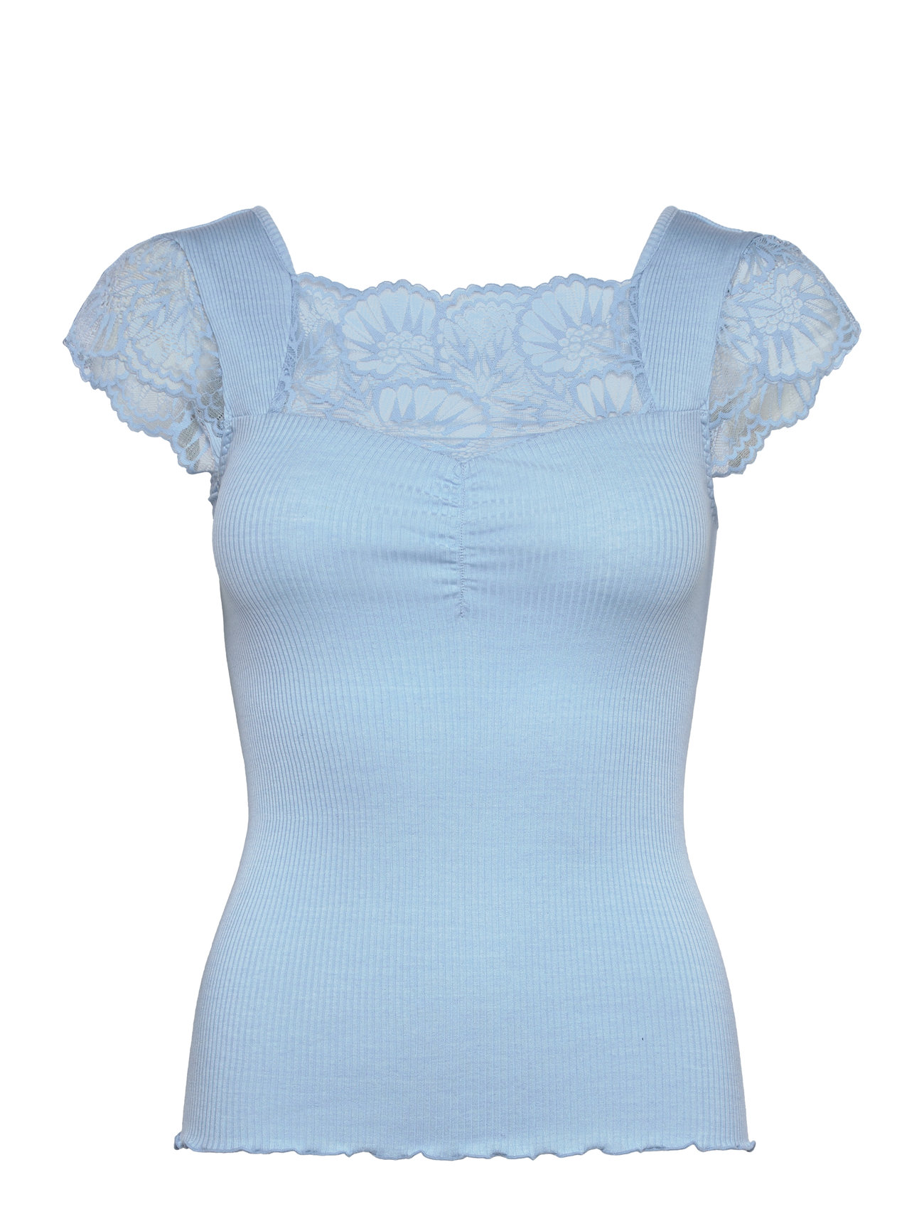 Silk T-Shirt W/ Lace Blue Rosemunde 149174