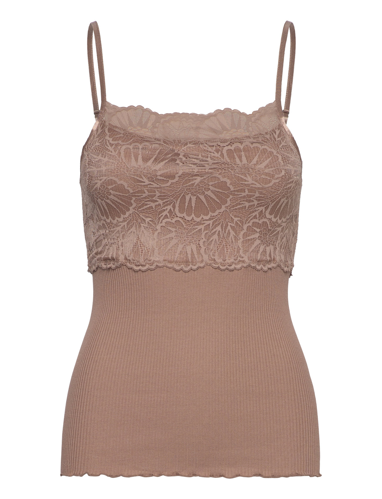 Silk Strap Top W/ Lace Brown Rosemunde
