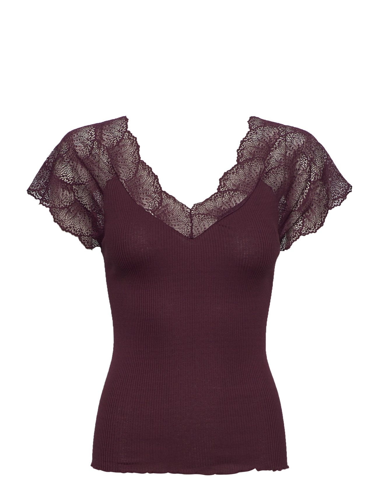 Rosemunde Beatha Silk Top W/Lace Burgundy