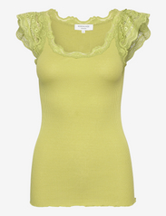 Silk top w/ lace - AVOKADO GREEN