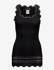 Silk top w/ lace - BLACK