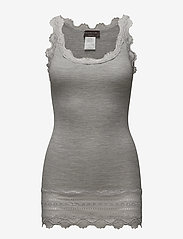 Silk top w/ lace - LIGHT GREY MELANGE