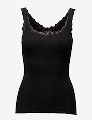 Silk top w/ lace - BLACK