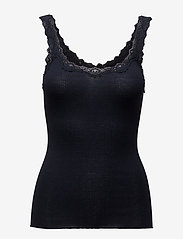 Silk top w/ lace - NAVY