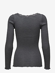 Silk t-shirt w/ lace - DARK GREY MELANGE