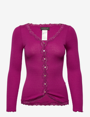 Silk cardigan w/ lace - DEEP FUCHSIA