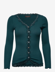 Silk cardigan w/ lace - DEEP SEA