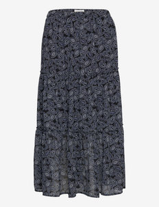 Recycled polyester skirt - midi kjolar - blue paisley print