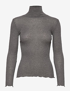 Wool t-shirt turtleneck regular ls - DARK GREY MELANGE