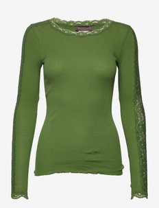 Organic t-shirt w/ lace - tops met lange mouwen - forest elf