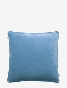 Velvet piping cushion with zip 50x5 - cushions - dusty blue
