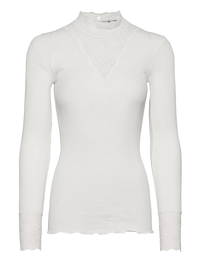 Organic T-shirt Turtleneck W/lace (Ivory) (39.50 €) - Rosemunde - | Boozt.com