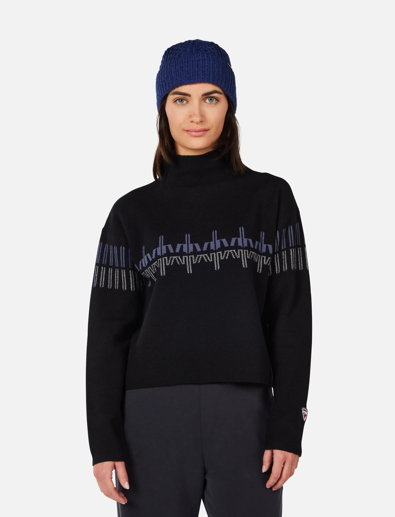 ROSSIGNOL W Patterned Tn Sweater, XL, Black, Sport Sweatshirts & Hoodies > Sport Knitwear, Dame