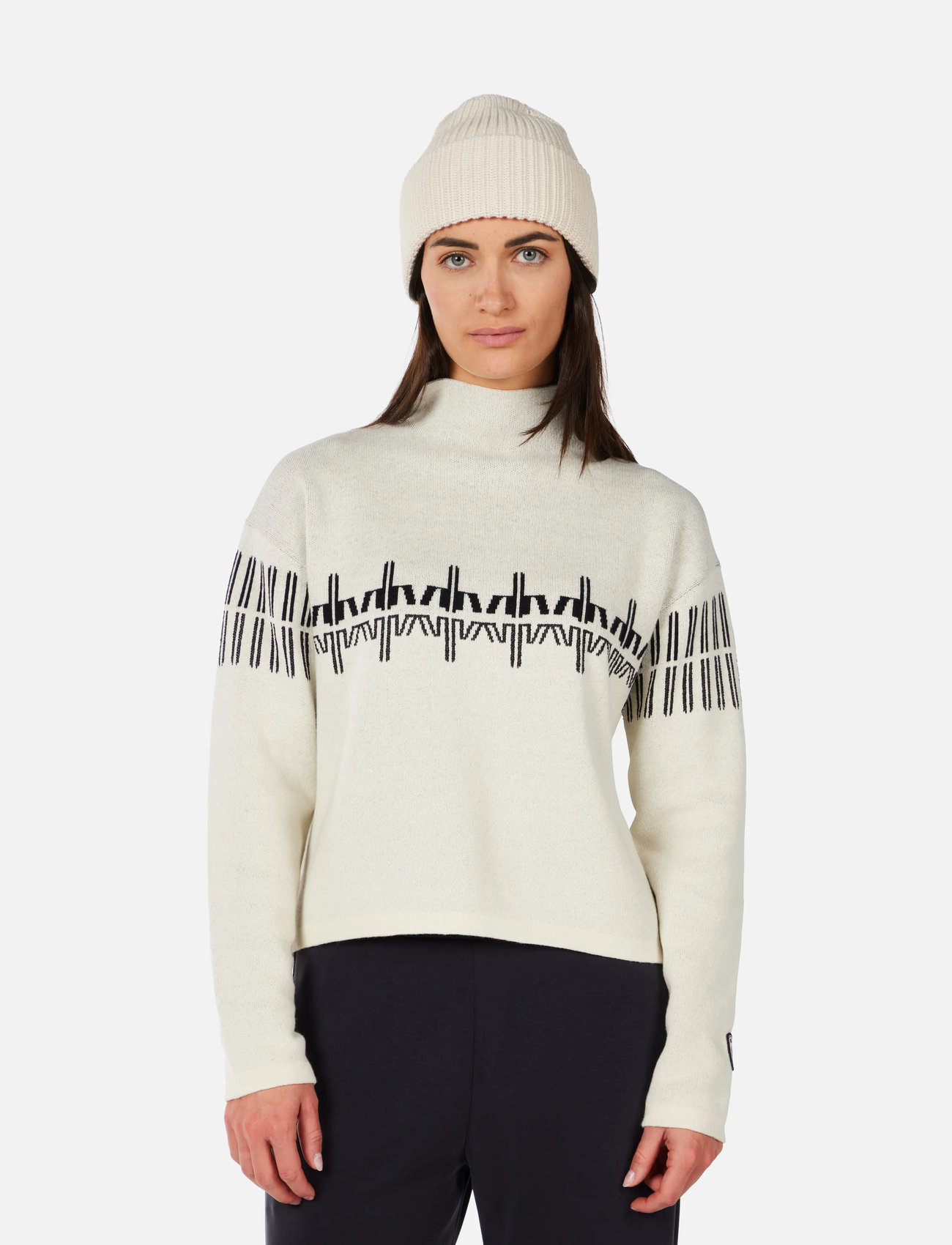 ROSSIGNOL W Patterned Tn Sweater, M, Cream, Sport Sweatshirts & Hoodies > Sport Knitwear, Dame