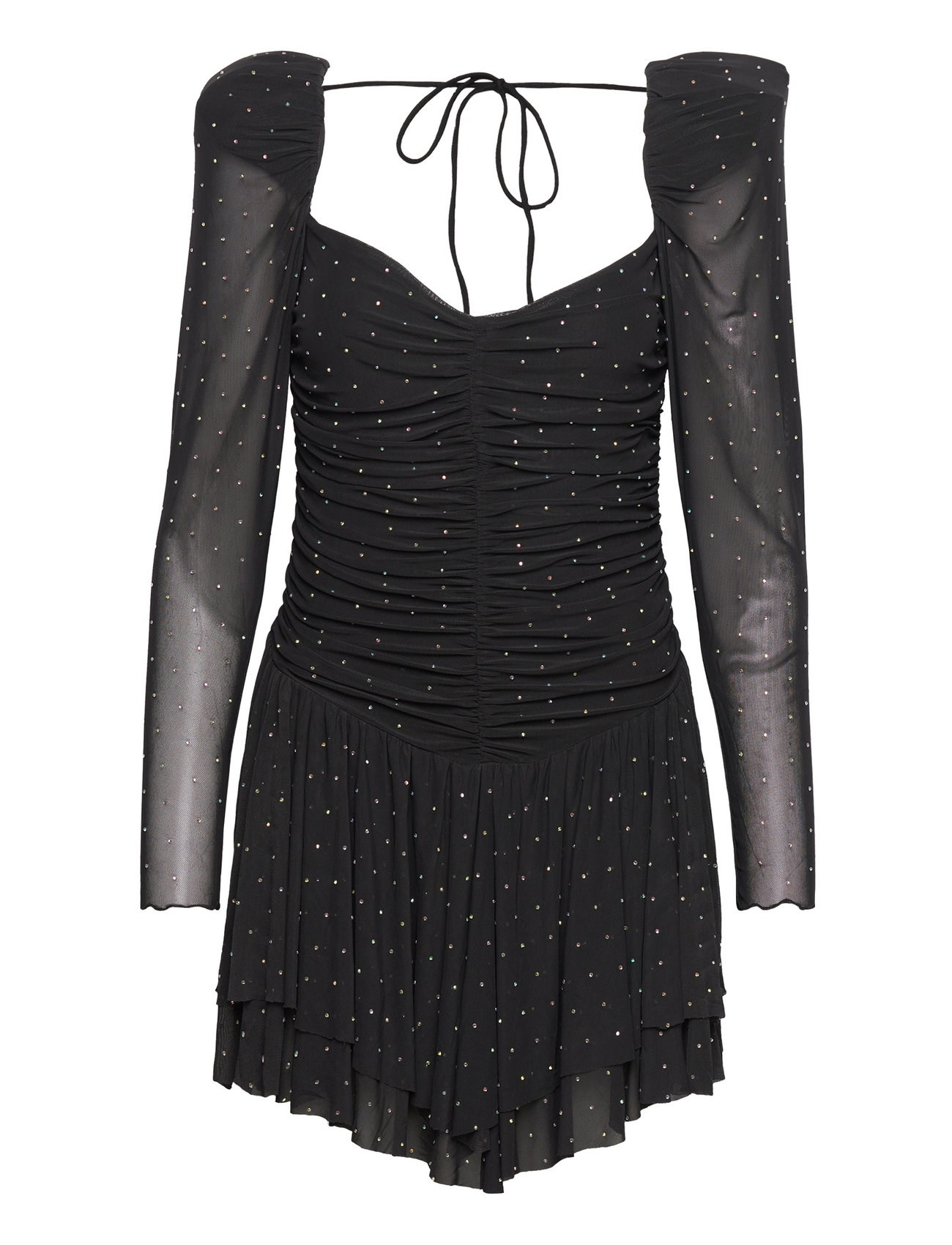 Mesh Mini Ruffle Dress Kort Kjole Black ROTATE Birger Christensen