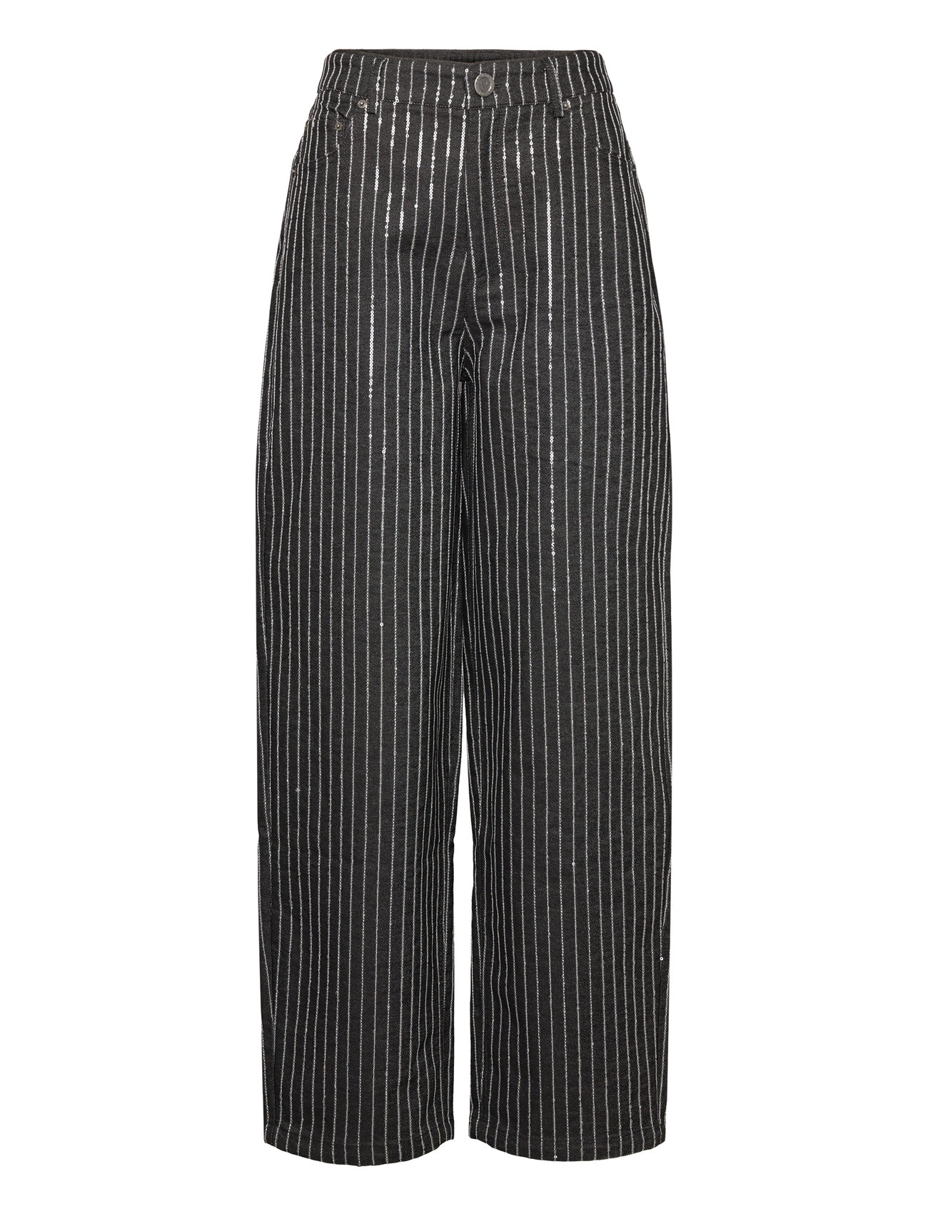 ROTATE Birger Christensen Sequin Twill Wide Pants Svart