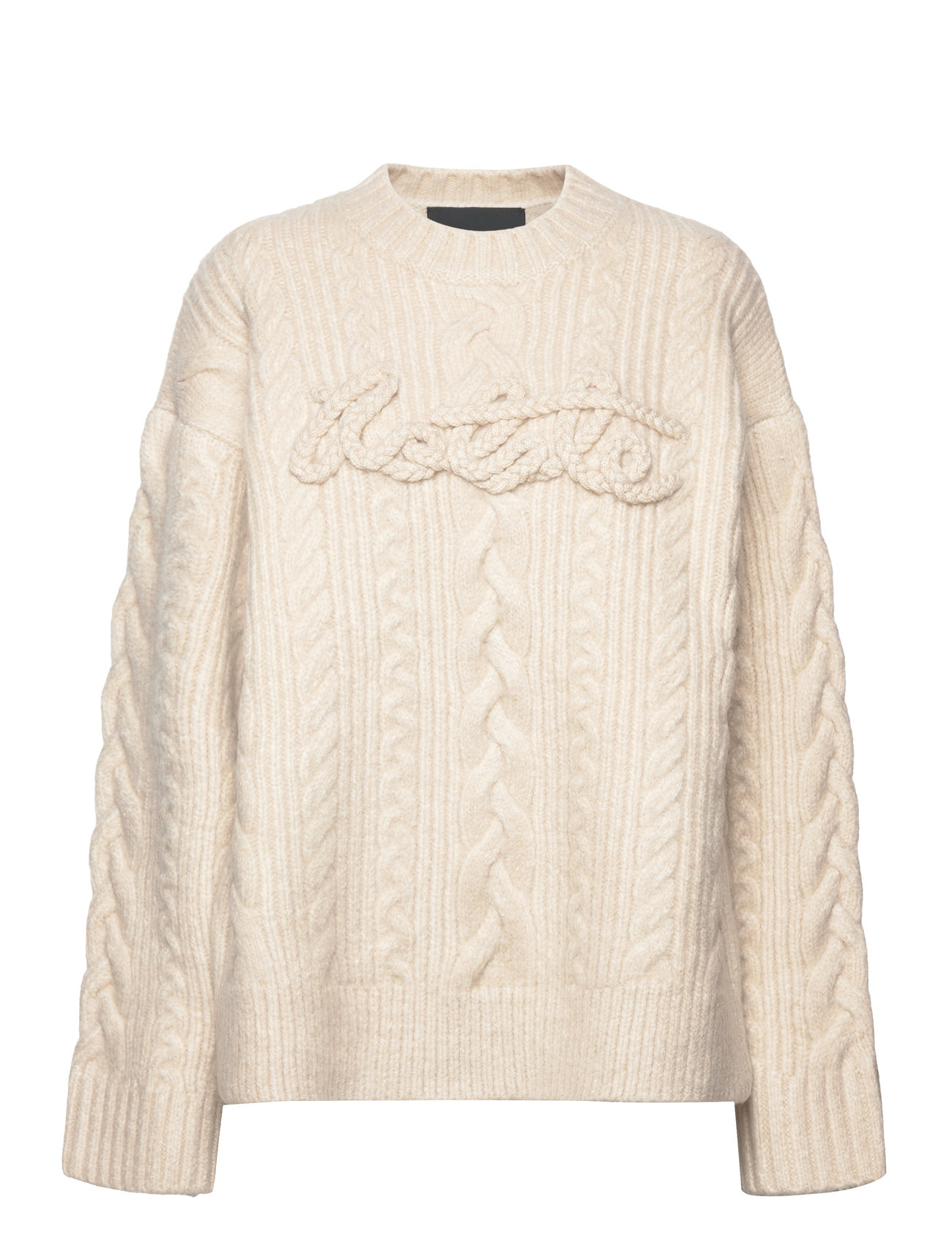Cable Knit Logo Sweater Designers Knitwear Jumpers Beige ROTATE Birger Christensen
