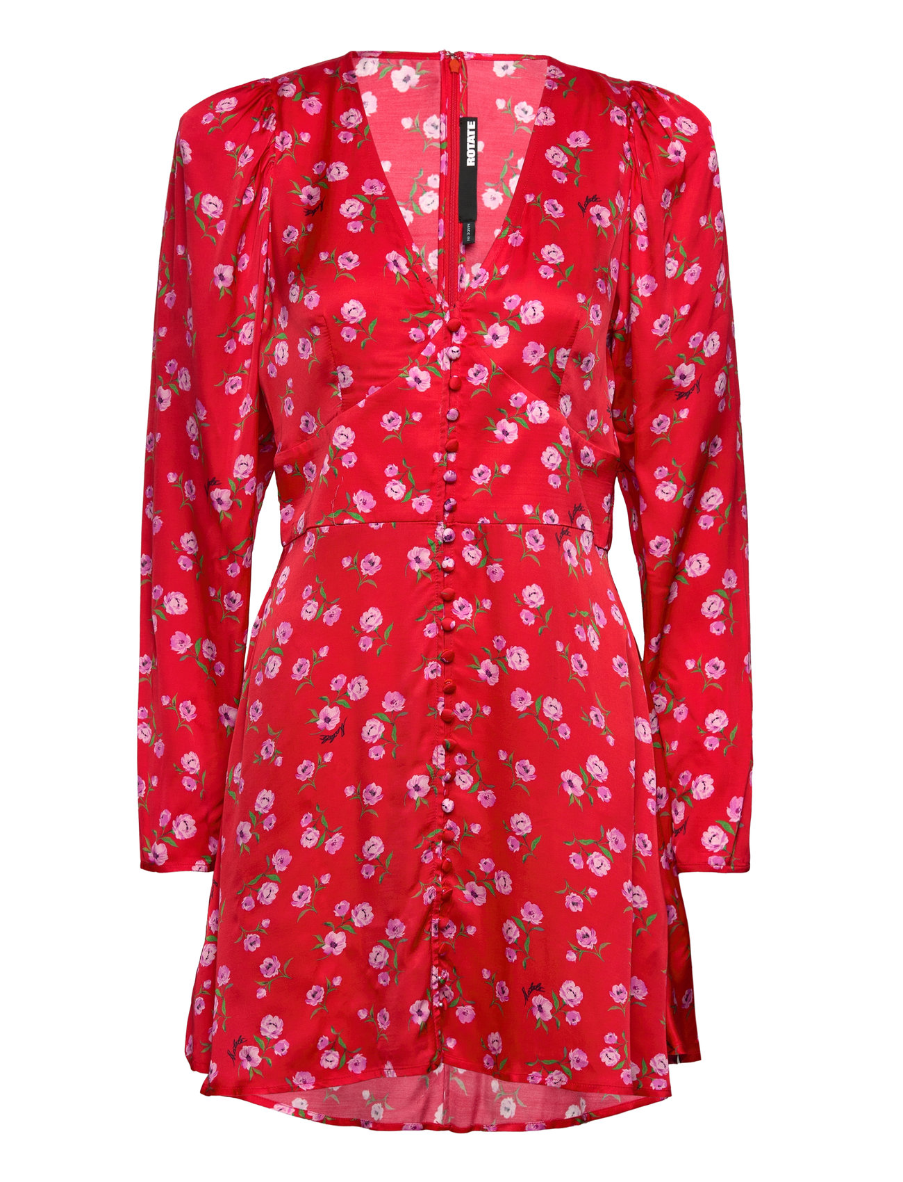 Printed V-Neck Mini Dress Kort Kjole Red ROTATE Birger Christensen