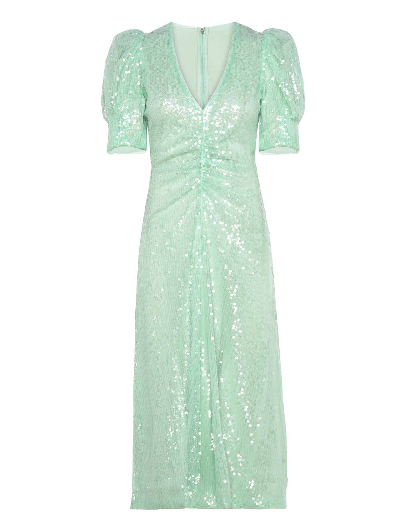 Sequins V-Neck Dress Knælang Kjole Green ROTATE Birger Christensen